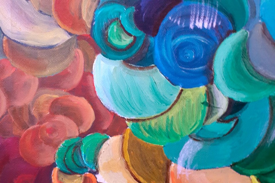 Abstract painting, infinite, infinity, spiral, spiraling, colourful, color wheel, conceptual art, twisting, bombardment, movement, thoughts, singularity, complex, motion, depth