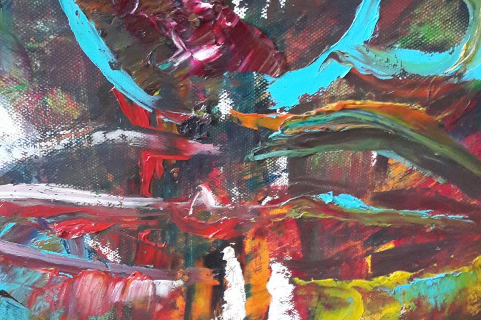 Colourful, man, face, portrait, smoking, man smoking, expressionistic painting, gestural painting, fauvism, facial expression, facial emotion, childlike painting, abstract face, glowing, dark, yellow eyes, mask, hiding, disguise, façade, concealed emotion, evil eyes, smoking a joint, doobie, glare, poison, stoned, stoner,