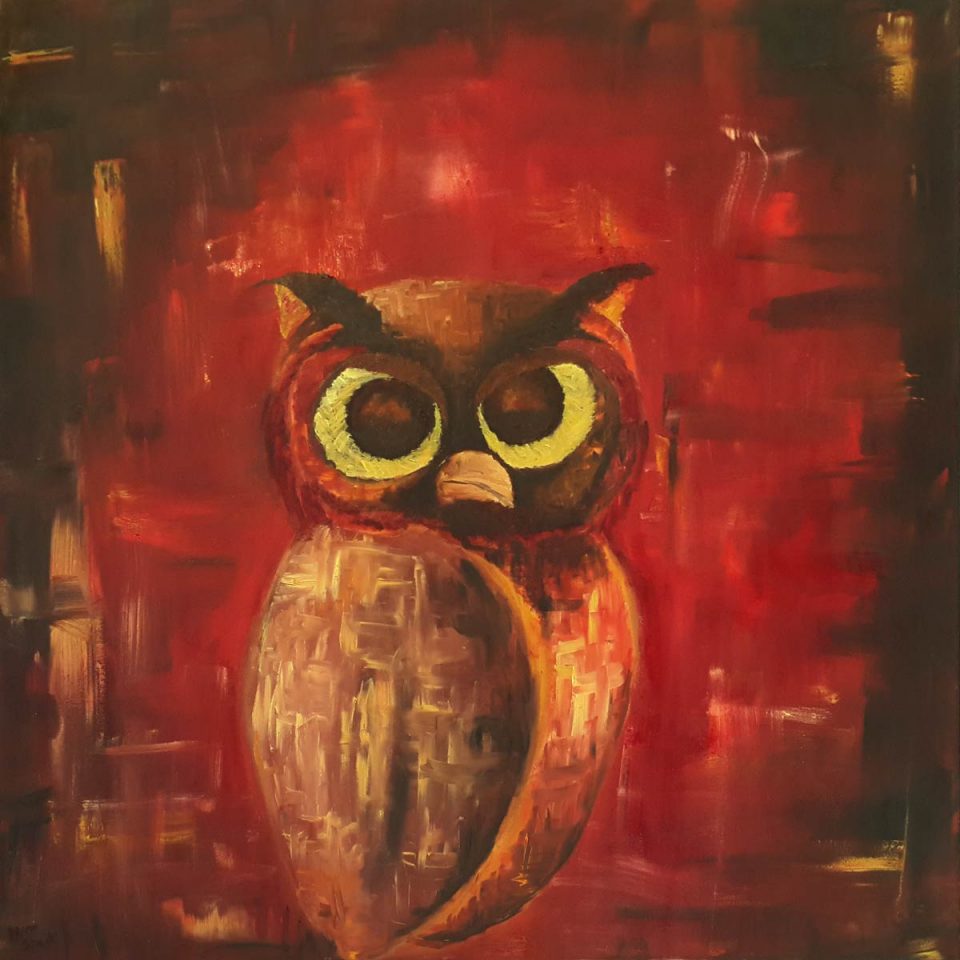 Owl oil painting